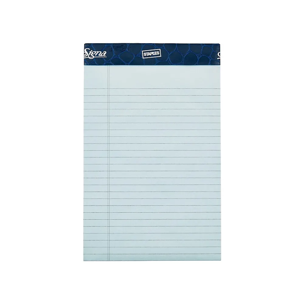 Notepads|Staples Signa Notepads, 5" x 8", Narrow, Assorted Pastel, 50 Sheets/Pad, 6 Pads/Pack (18139/18139STP)