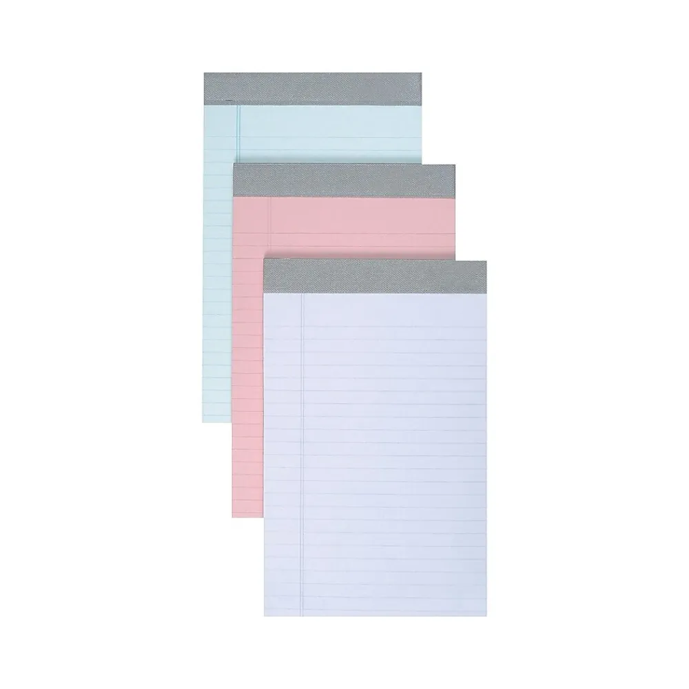 Notepads|Staples Signa Notepads, 5" x 8", Narrow, Assorted Pastel, 50 Sheets/Pad, 6 Pads/Pack (18139/18139STP)