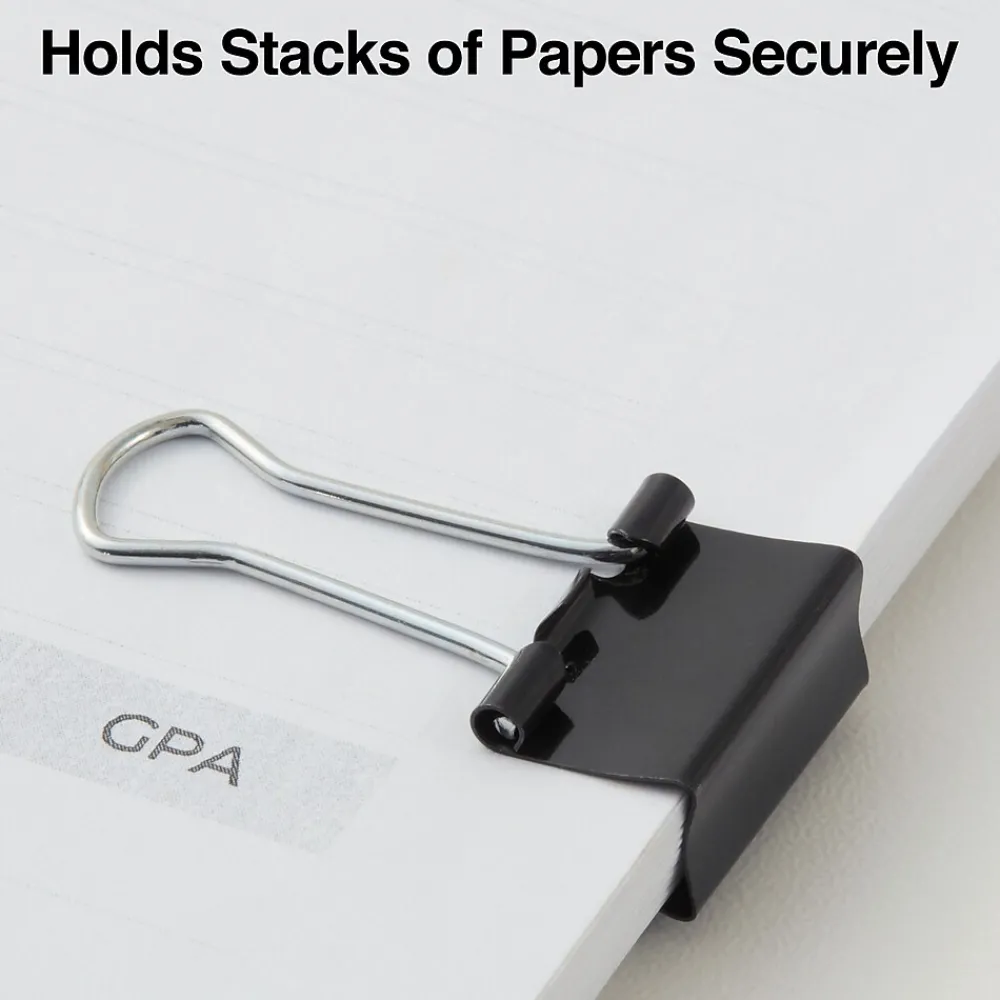 Clips & Fasteners|Staples Small Binder Clips, 0.38" Capacity, Black, 40 Clips/Pack (ST10667/10667)