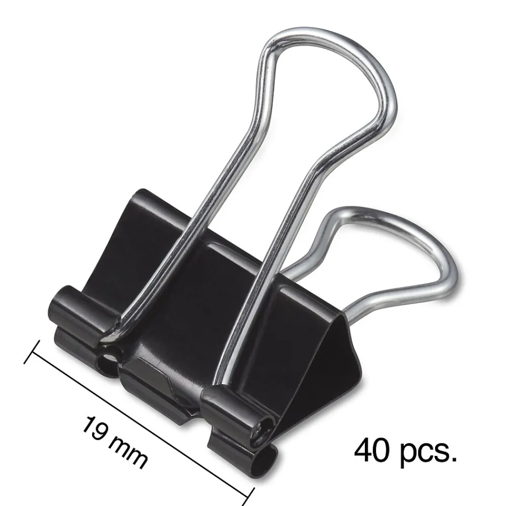 Clips & Fasteners|Staples Small Binder Clips, 0.38" Capacity, Black, 40 Clips/Pack (ST10667/10667)