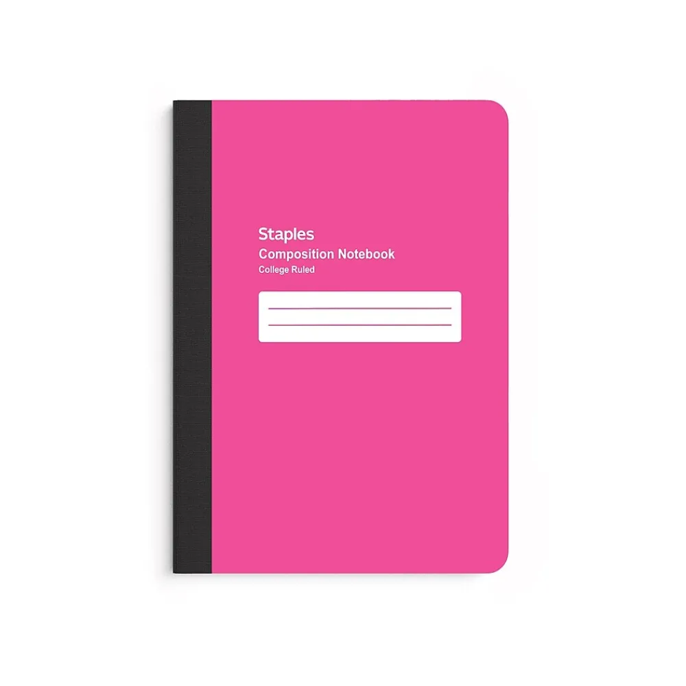 Notebooks|Staples Small Composition Notebook, 5" x 7", College Ruled, 80 Sheets, (ST24491) Pink