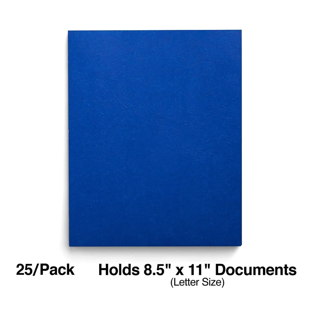 Pocket Folders|Staples Smooth 2-Pocket Paper Folder with Fasteners, , 25/Box (50774/27542-CC) Blue