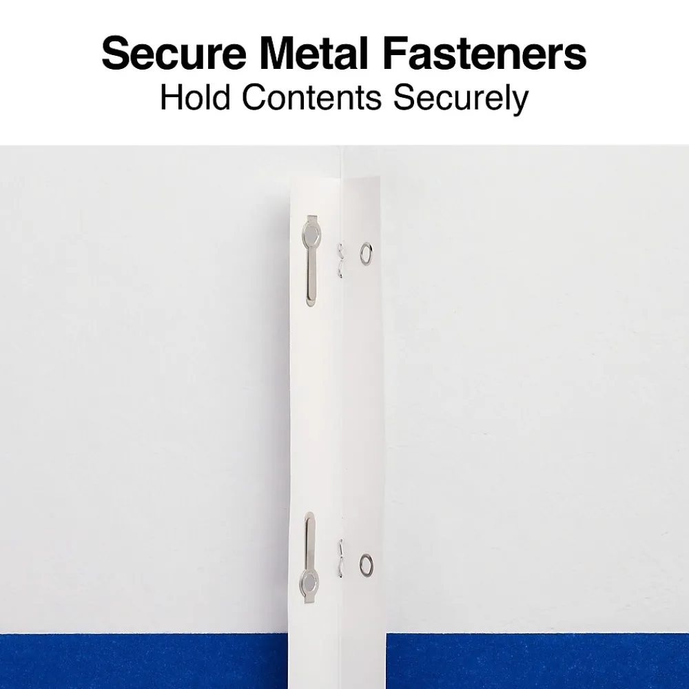Pocket Folders|Staples Smooth 2-Pocket Paper Folder with Fasteners, , 25/Box (50774/27542-CC) Blue