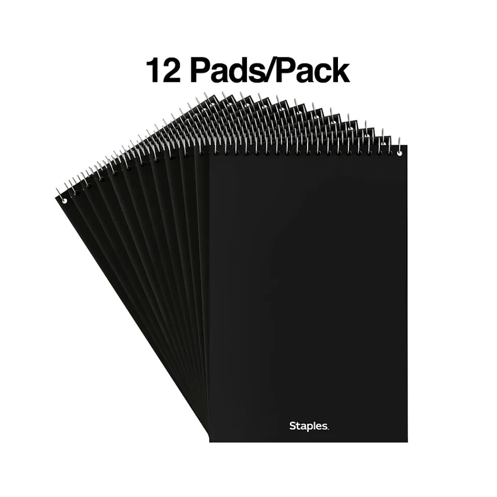 Notepads|Staples Steno Pads, 6" x 9", Gregg Ruled, Green, 80 Sheets/Pad, Dozen Pads/Pack (ST57353)