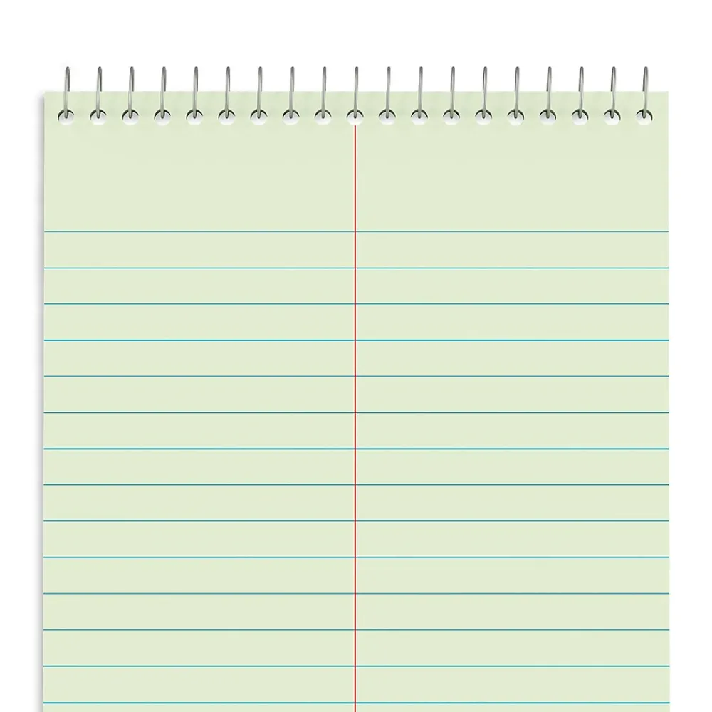 Notepads|Staples Steno Pads, 6" x 9", Gregg Ruled, Green, 80 Sheets/Pad, Dozen Pads/Pack (ST57353)