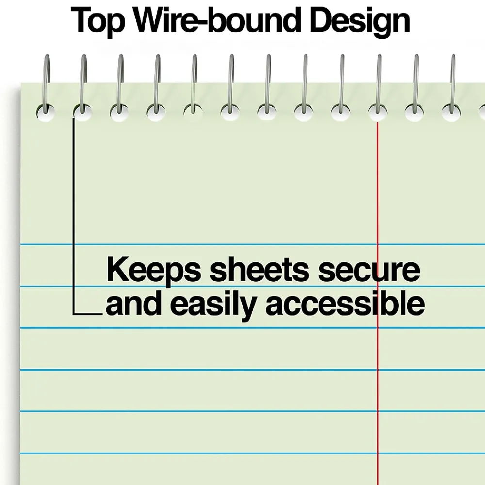 Notebooks|Staples Steno Pads, 6" x 9", Gregg Ruled, Green, 80 Sheets/Pad, 72 Pads/Carton (TR57353CT)