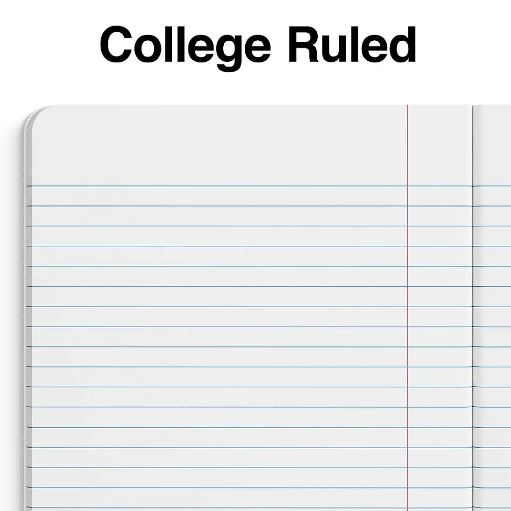 Composition Notebooks|Staples 1-Subject Composition Notebooks, 7.5" x 9.75", College Ruled, 100 Sheets, Assorted Colors, 48/Carton (TR55063MCT)