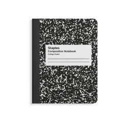 Composition Notebooks|Staples 1-Subject Composition Notebooks, 7.5" x 9.75", College Ruled, 100 Sheets, , 4/Pack (ST58371C) Black