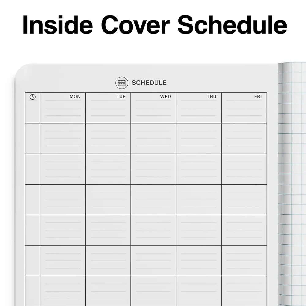 Notebooks|Staples 1-Subject Composition Notebook, 7.5" x 9.75", Graph Ruled, 80 Sheets, Black (ST55072C)