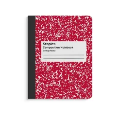 Composition Notebooks|Staples 1-Subject Composition Notebooks, 7.5" x 9.75", Wide Ruled, 100 Sheets (ST55077C) Assorted Colors