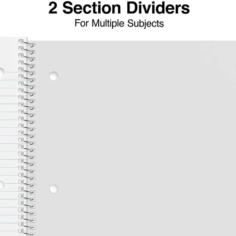 Subject Notebooks|Staples ® 3-Subject Subject Notebooks, 8.5" x 11", College Ruled, 150 Sheets, Assorted (27524M)