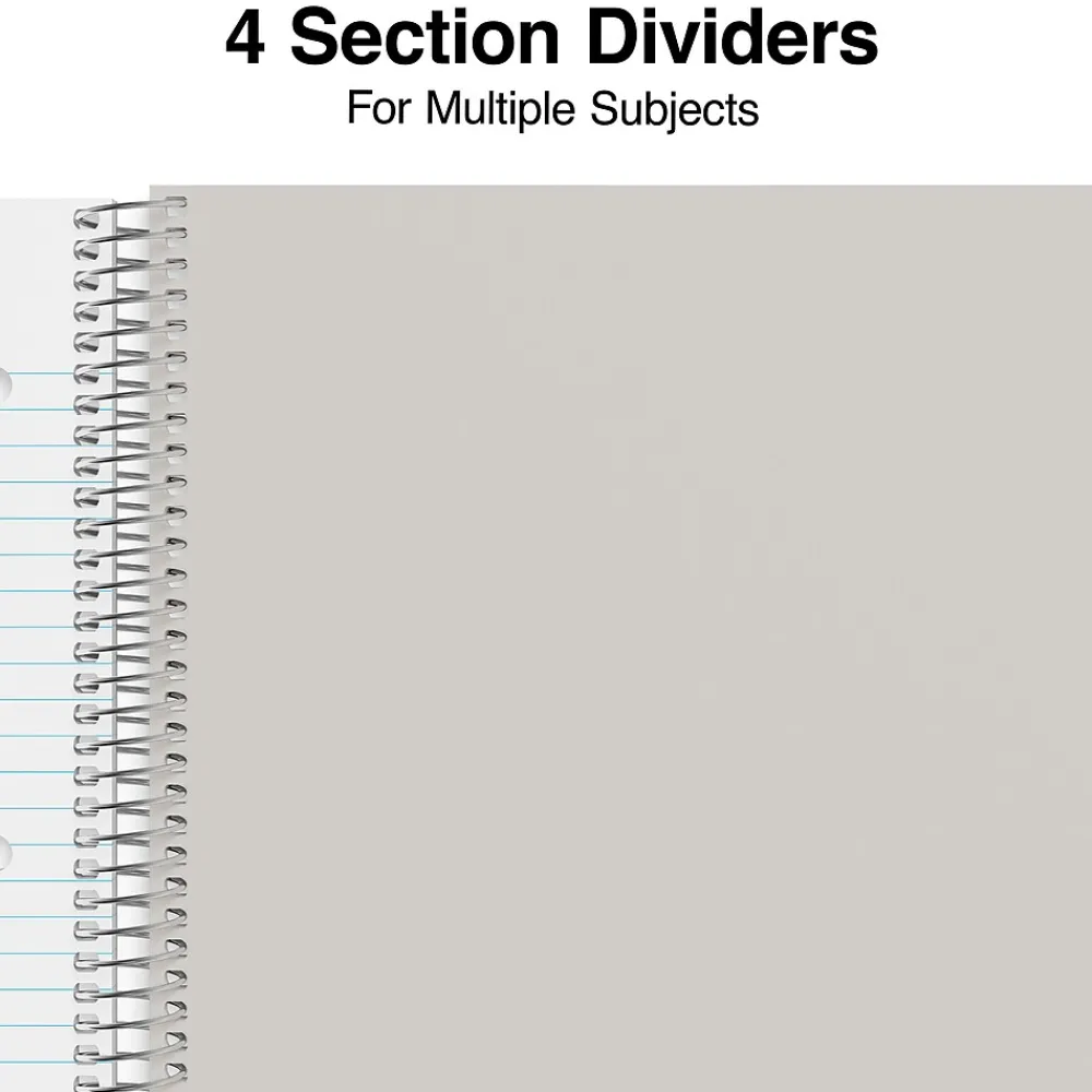Subject Notebooks|Staples ® 5-Subject Subject Notebooks, 8.5" x 11", College Ruled, 200 Sheets, Assorted (10467M-CC)
