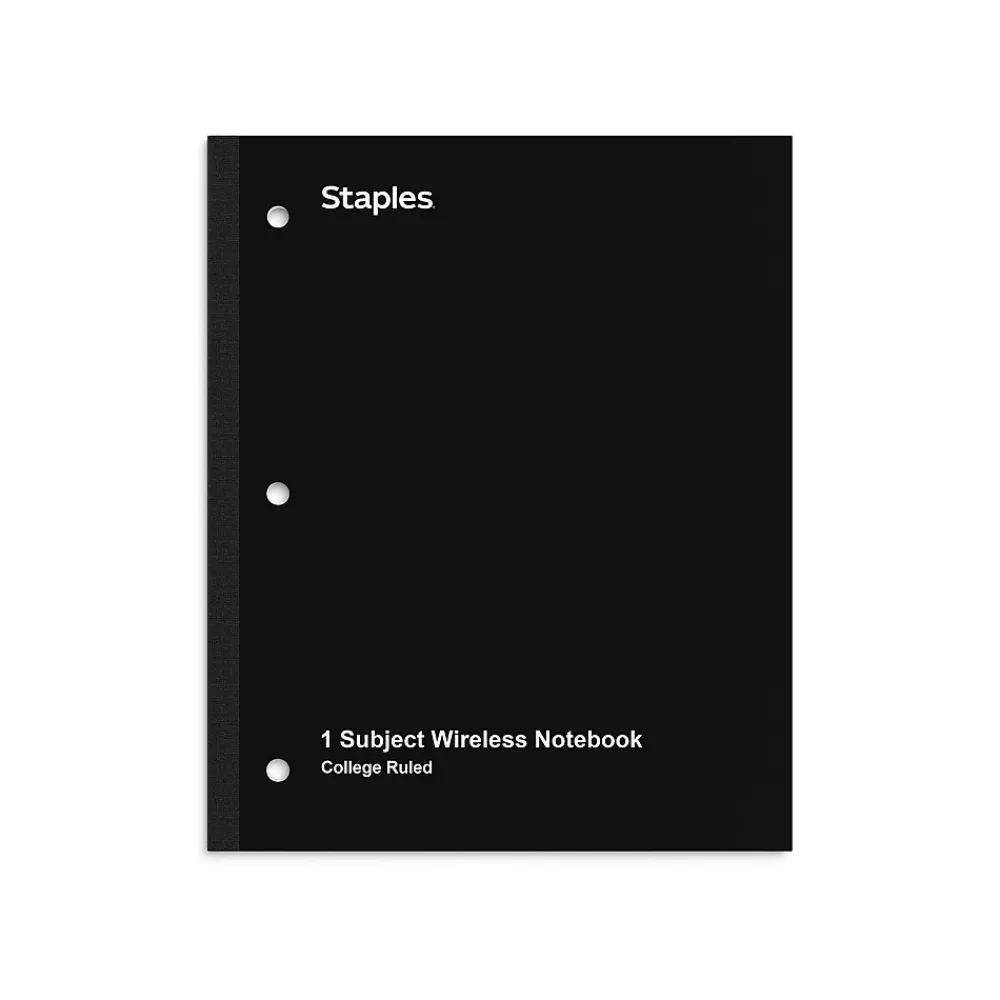 Subject Notebooks|Staples Wireless 1-Subject Notebook, 8.5" x 11", College Ruled, 80 Sheets, (ST58377C) Black