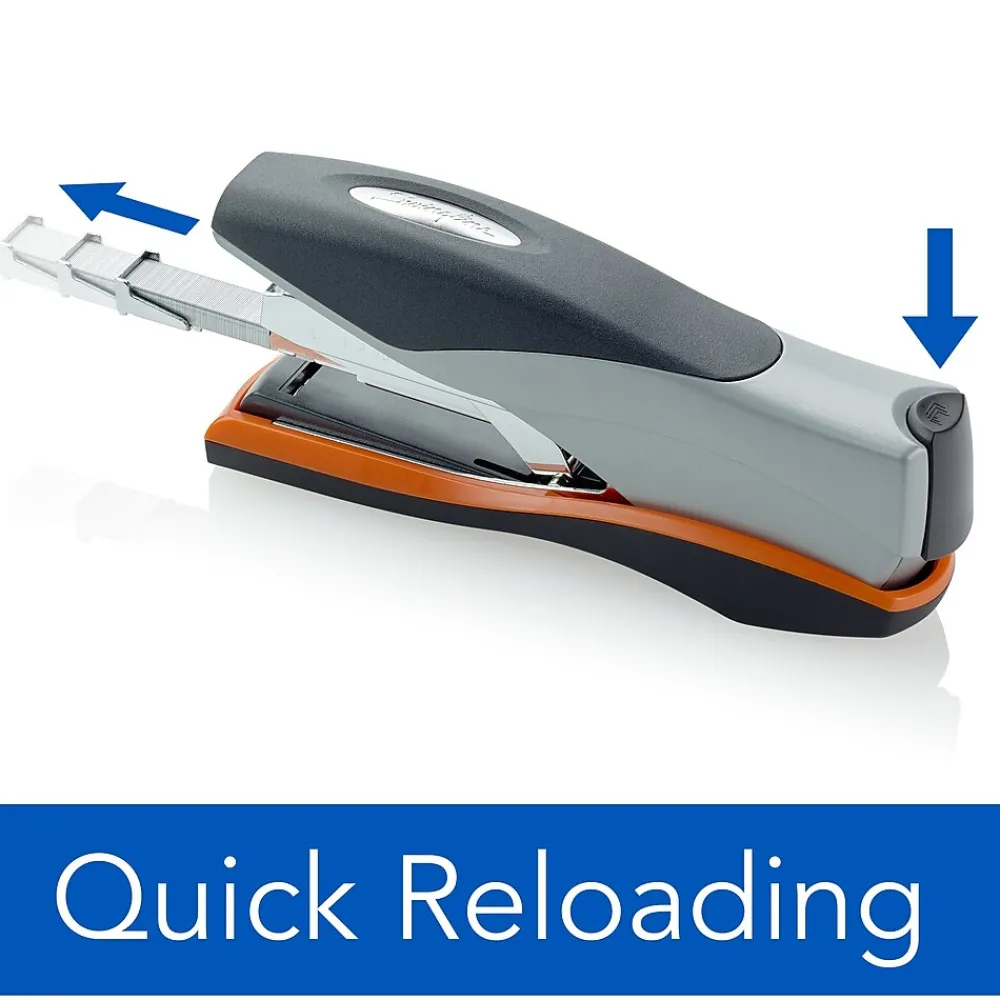 Staplers|Swingline Optima Desk Stapler, 40 Sheet Capacity, Silver/Black (87845)