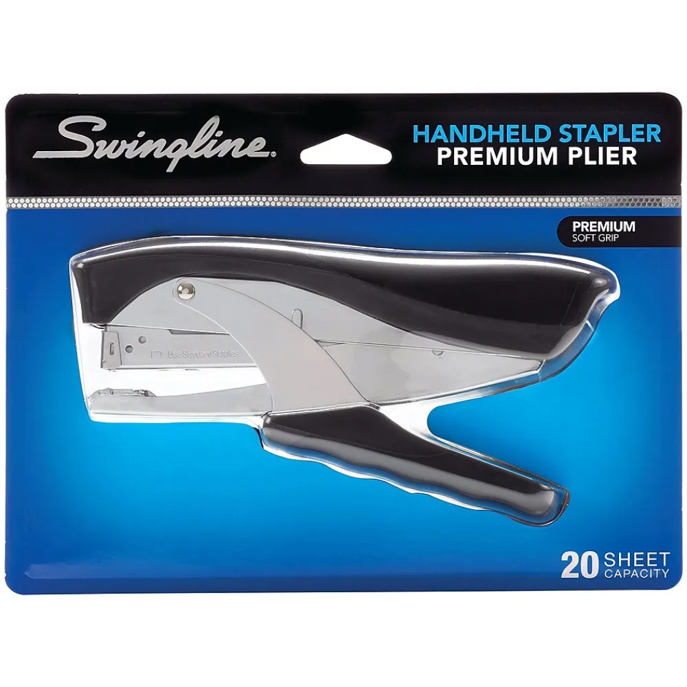 Staplers|Swingline Premium Soft Grip Hand Stapler, Heavy Use, 20 Sheet Capacity, Black (29950)