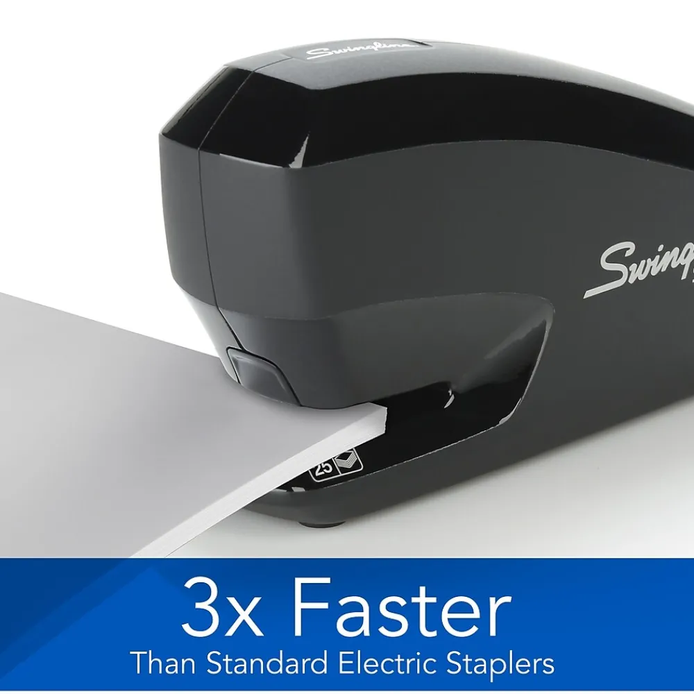 Staplers|Swingline Speed Pro™ Electric Stapler Value Pack (Premium Staples & Staple Remover Included), 25 Sheet Capacity, Black (42140)