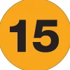 Labels|Tape Logic 2" Circle "15" Number Label, Fluorescent Orange, 500/Roll