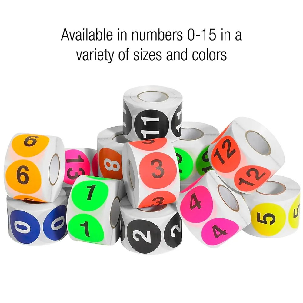 Labels|Tape Logic 1" Circle "8" Number Label, Orange, 500/Roll