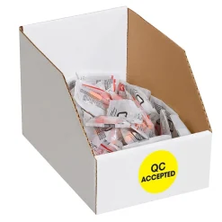 Labels|Tape Logic 2" Circle "QC Accepted" Label, Fluorescent Yellow, 500/Roll