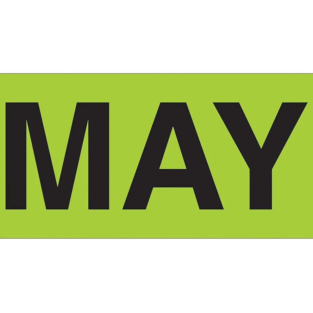 Labels|Tape Logic 6" x 3" Rectangle "MAY" Months of the Year Label, Fluorescent Green, 500/Roll