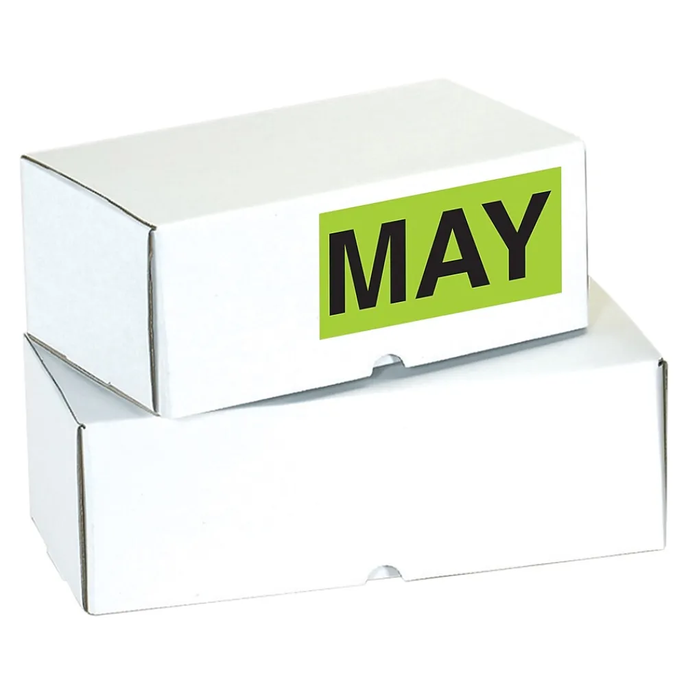 Labels|Tape Logic 6" x 3" Rectangle "MAY" Months of the Year Label, Fluorescent Green, 500/Roll