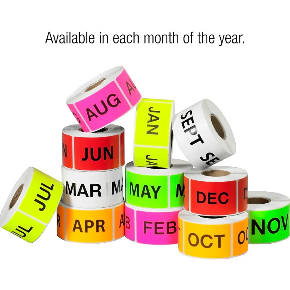 Labels|Tape Logic 6" x 3" Rectangle "MAY" Months of the Year Label, Fluorescent Green, 500/Roll