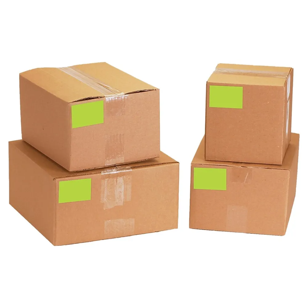 Labels|Tape Logic 5" x 7" Rectangle Inventory Label, Fluorescent Green, 500/Roll