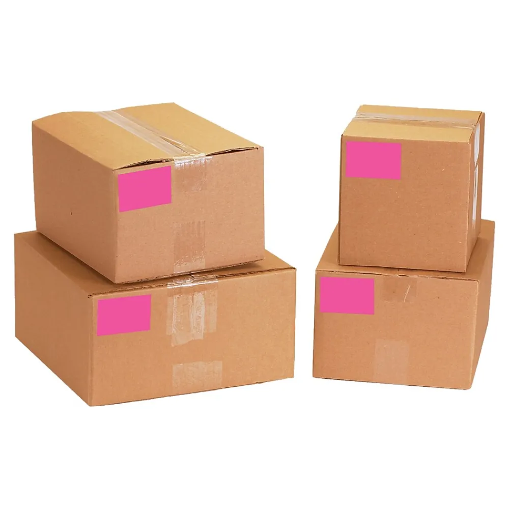 Labels|Tape Logic 3" x 9" Rectangle Inventory Label, Fluorescent Pink, 250/Roll