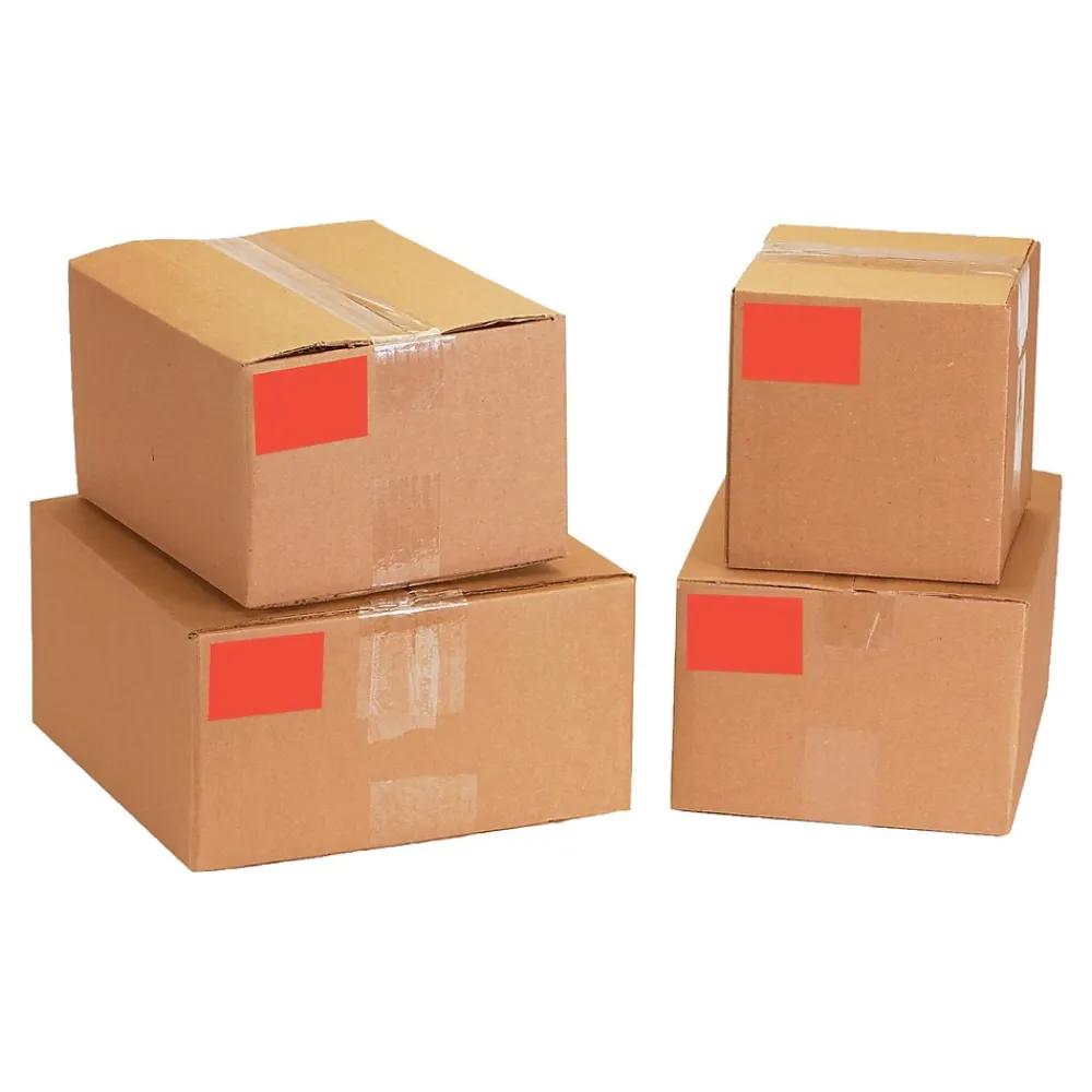 Labels|Tape Logic 4" x 3" Rectangle Inventory Label, Fluorescent Red, 500/Roll