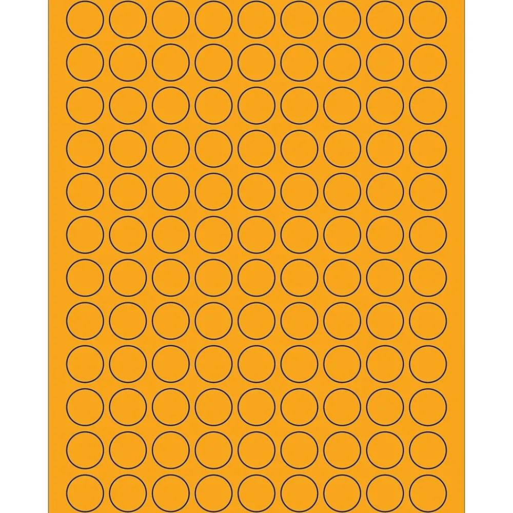 Labels|Tape Logic ® Fluorescent Circle Laser Labels, 3/4", Fluorescent Orange, 10800/Case (LL190OR)