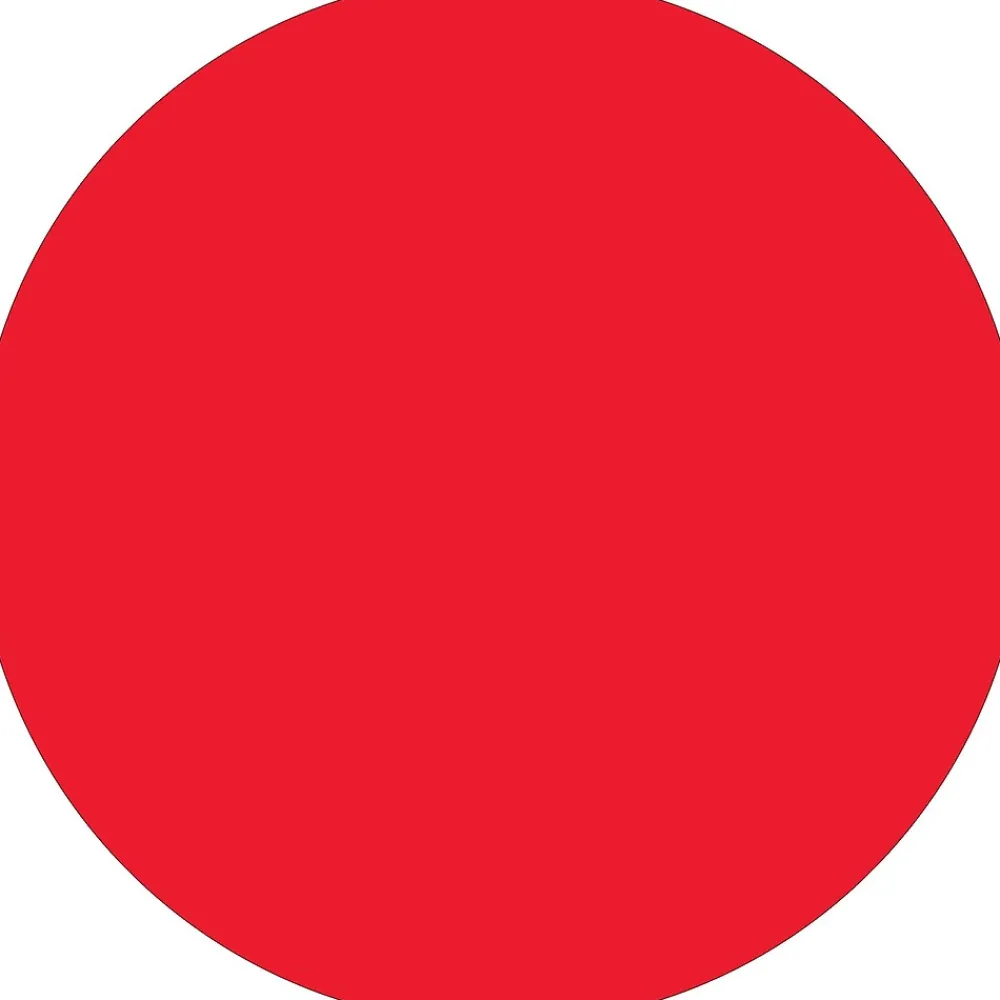 Labels|Tape Logic Inventory Circle Labels, 3/4", Fluorescent Red, 500/Roll (DL610G)