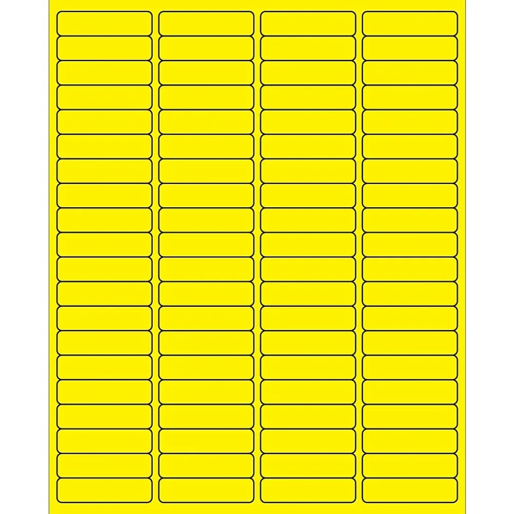 Labels|Tape Logic Rectangle Laser Labels, 1 15/16" x 1/2", Fluorescent Yellow, 8000/Case (LL171YE)