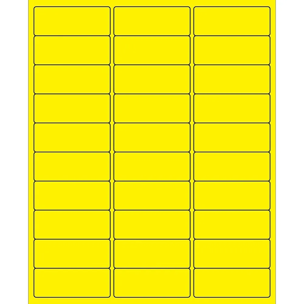 Labels|Tape Logic ® Removable Rectangle Laser Labels, 2 5/8" x 1", Fluorescent Yellow, 3000/Case (LL405YE)