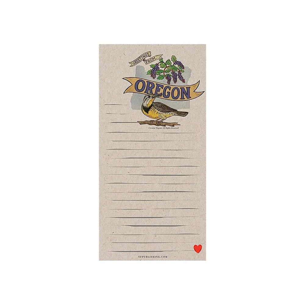 Notepads|TF Publishing Oregon Memo Magnet Pad, 4" x 8", Line Ruled, Kraft, 52 Sheets/Pad, 1 Pad/Pack (99-OREGMP)