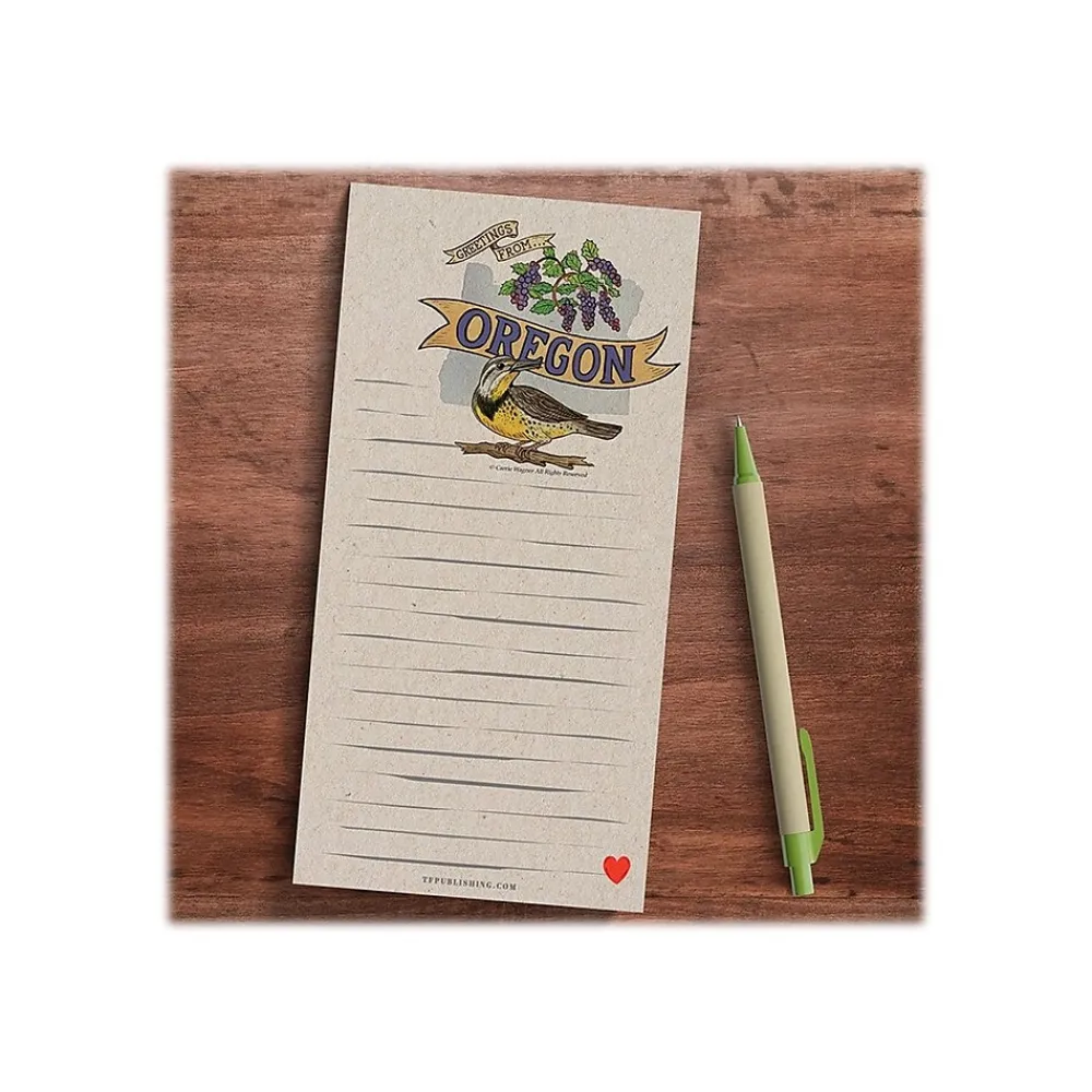 Notepads|TF Publishing Oregon Memo Magnet Pad, 4" x 8", Line Ruled, Kraft, 52 Sheets/Pad, 1 Pad/Pack (99-OREGMP)
