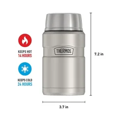 Lunch Totes & Water Bottles|Thermos King Food Jar, Black/Silver, 24 Oz. (SK3020MSDB4)