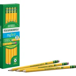Pencils|Ticonderoga My First Pre-Sharpened Wooden Pencil, 0.7mm, #2 Medium Lead, Dozen (X33312X)