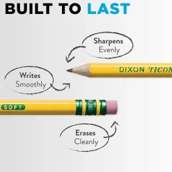 Pencils|Ticonderoga Woodcase Pencil, 2H, No. 4, Yellow Barrel, 12/Pack