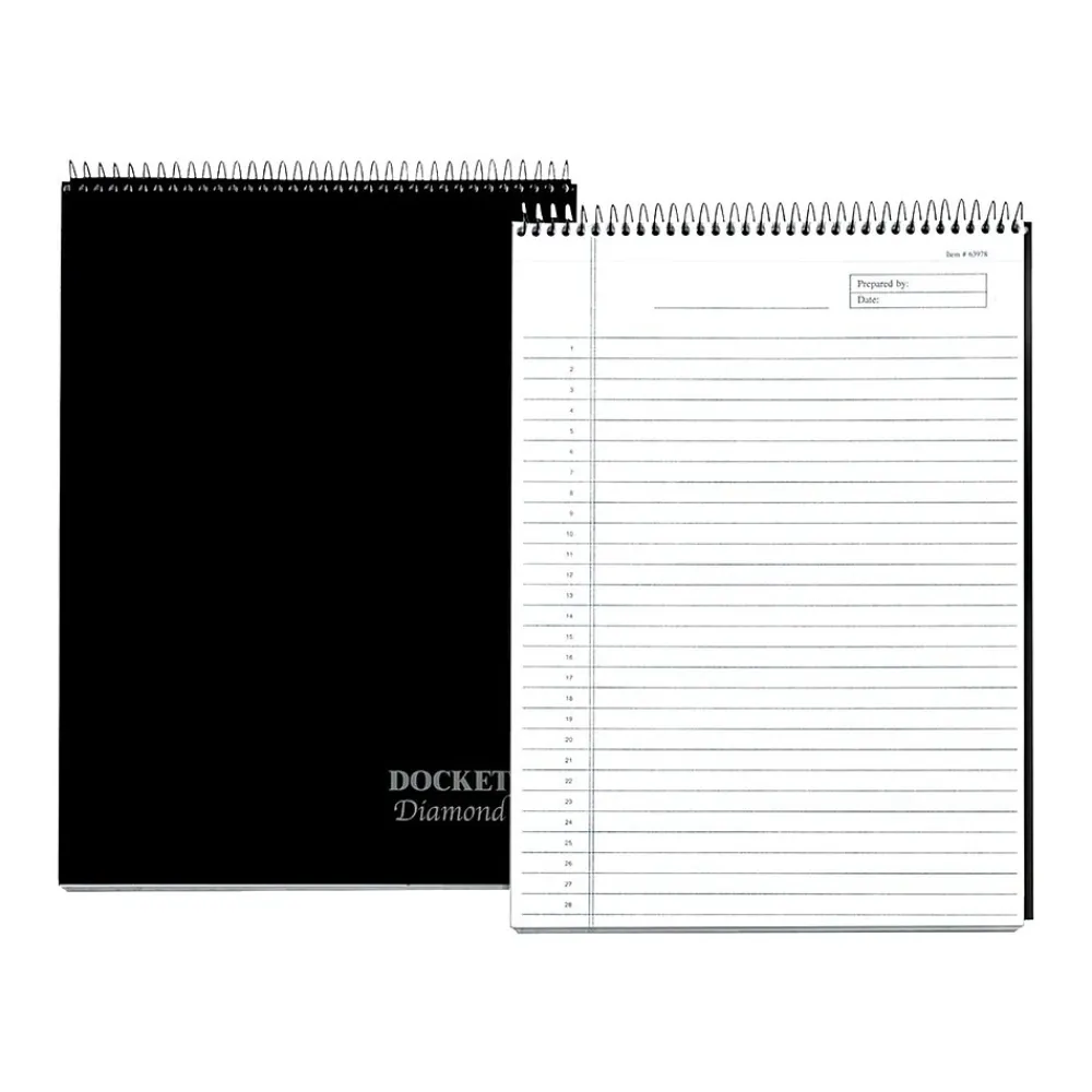 Notepads|TOPS Docket Diamond Notepad, 8.5" x 11.75", Wide Ruled, Black, 60 Sheets/Pad (TOP 63978)