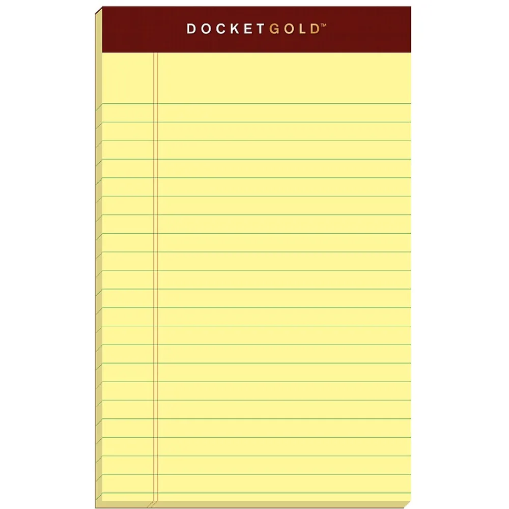 Notepads|TOPS Docket Gold Notepads, 5" x 8", Canary, 50 Sheets/Pad, 12 Pads/Pack