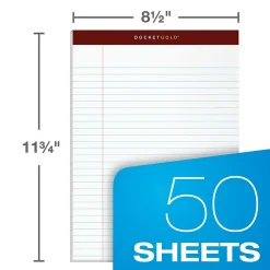 Notepads|TOPS Docket Gold Notepads, 8.5" x 11.75", White, 50 Sheets/Pad, Dozen (63960)