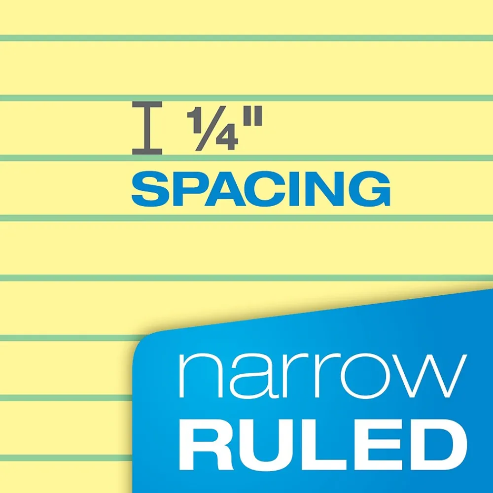 Notepads|TOPS Docket Notepads, 8.5" x 11.75", Narrow Ruled, Canary, 100 Sheets/Pad, 6 Pads/Pack (TOP 63376)