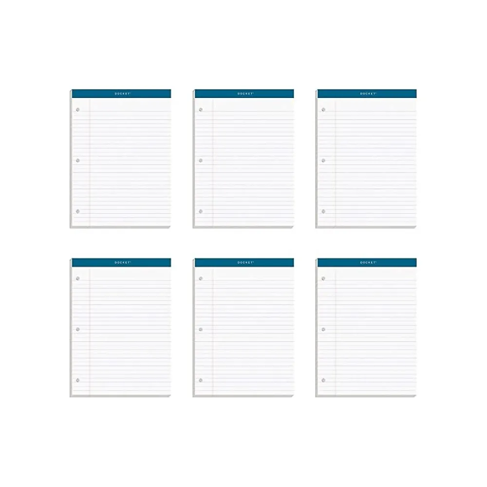 Notepads|TOPS Docket Notepads, 8.25" x 11.75", Wide, White, 100 Sheets/Pad, 6 Pads/Pack (TOP 63437)