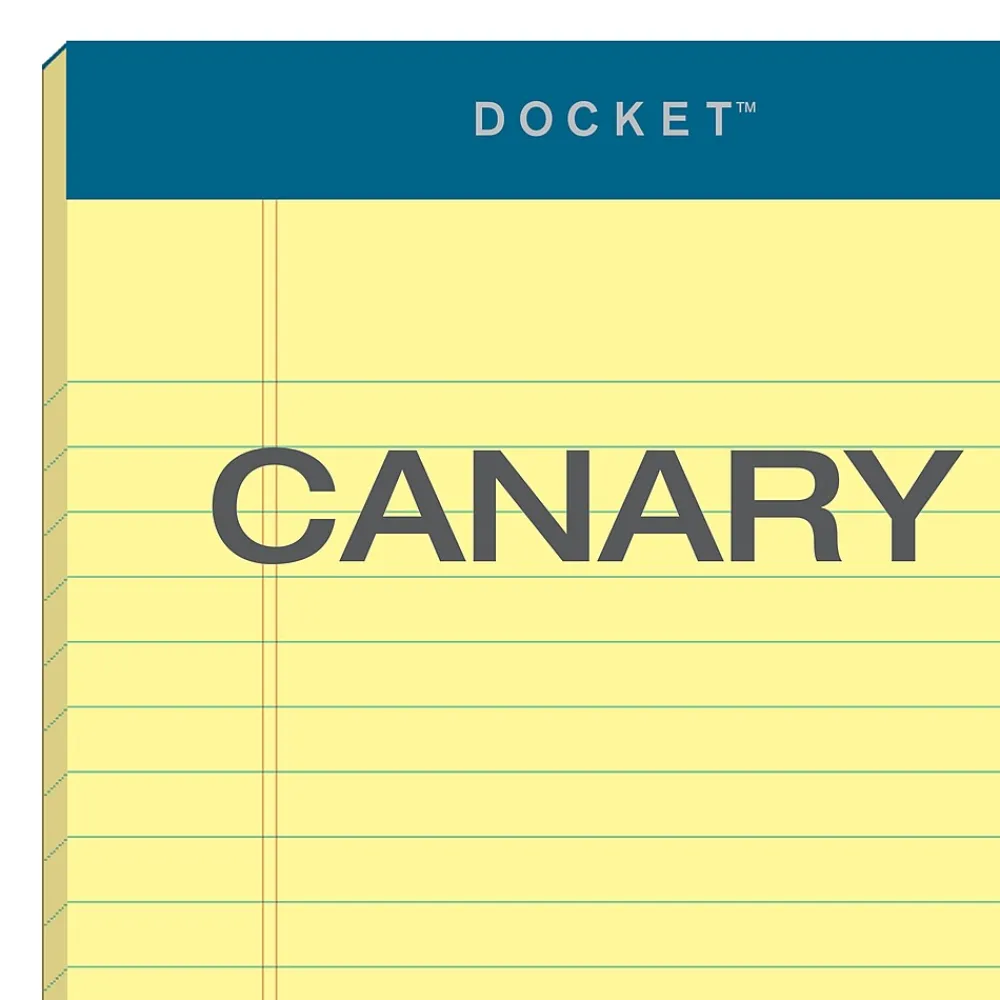 Notepads|TOPS Docket Notepads, 5" x 8", Narrow Ruled, Canary, 50 Sheets/Pad, 12 Pads/Pack (TOP 63350)