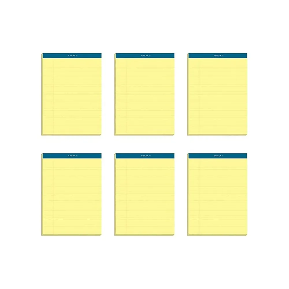 Notepads|TOPS Docket Notepads, 8.5" x 11.75", Wide, Canary, 100 Sheets/Pad, 6 Pads/Pack (TOP 63387)