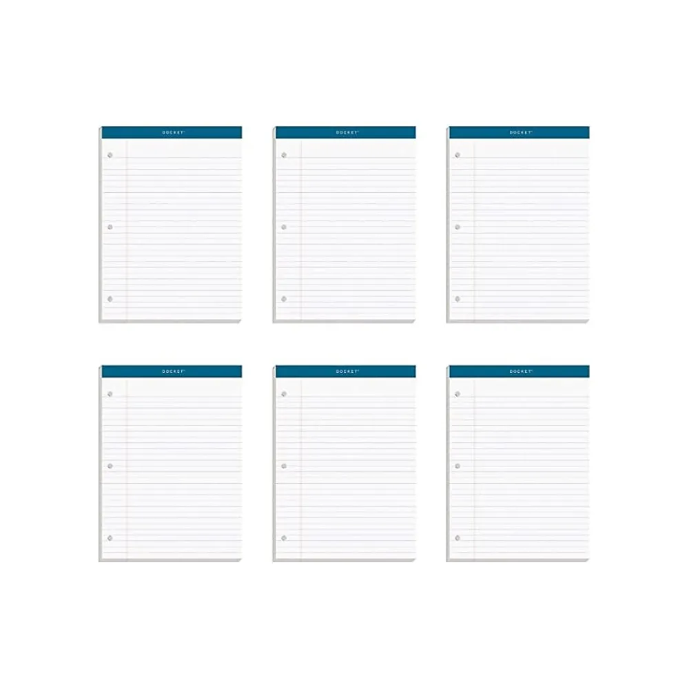 Notepads|TOPS Docket Notepads, 8.25" x 11.75", Wide, White, 100 Sheets/Pad, 6 Pads/Pack (TOP 63437)