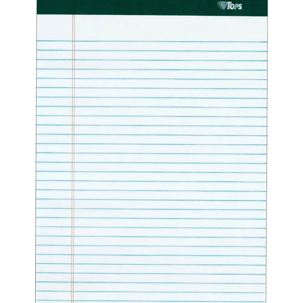 Notepads|TOPS ® Double Docket® Writing Tablet, White, Narrow Ruled, 8 1/2" x 11 3/4", 100 Sheets/Pad, 4/Pk