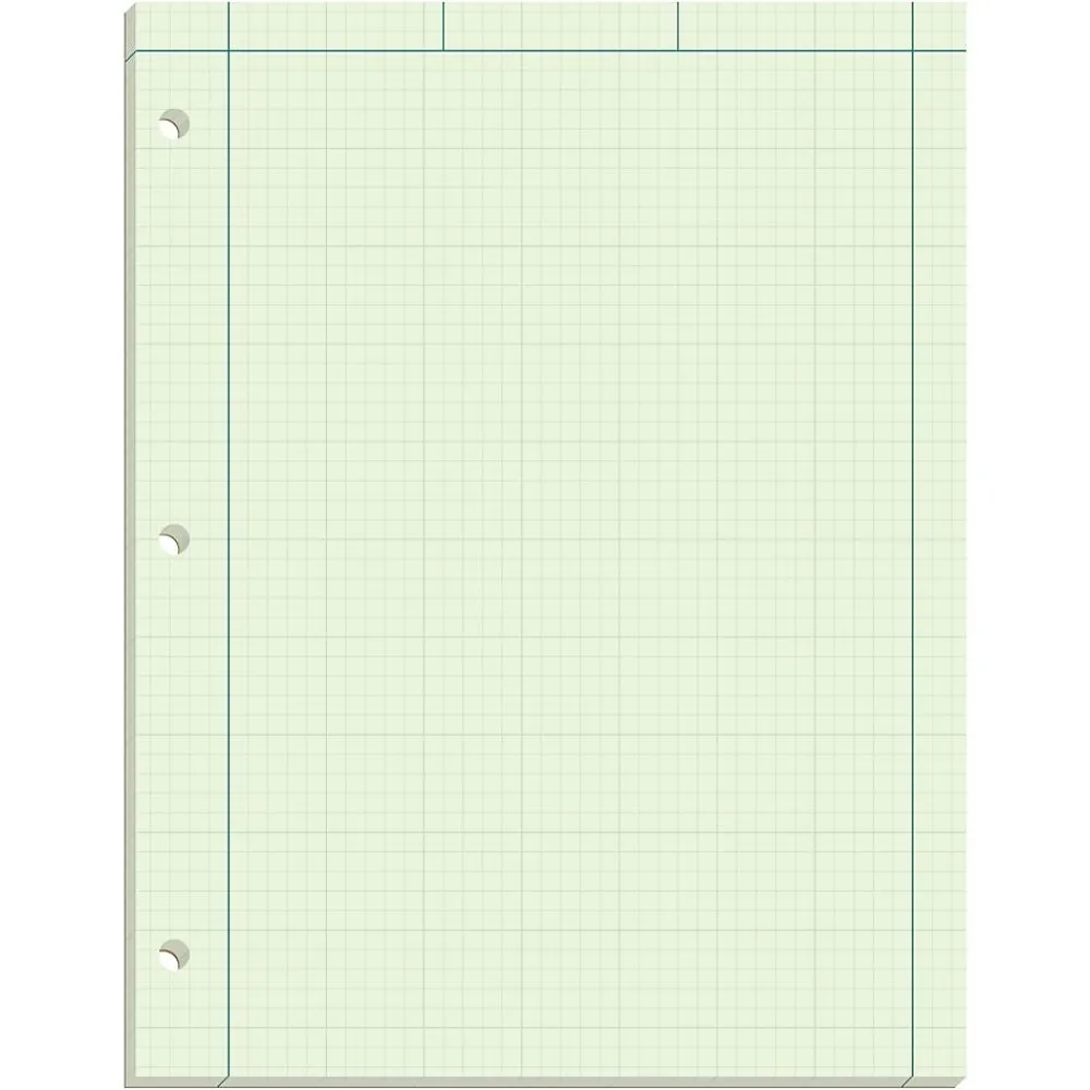 Notepads|TOPS Engineering Computation Notepad, 8.5" x 11", Graph Ruled, Green tint, 100 Sheets/Pad (TOP 35500)