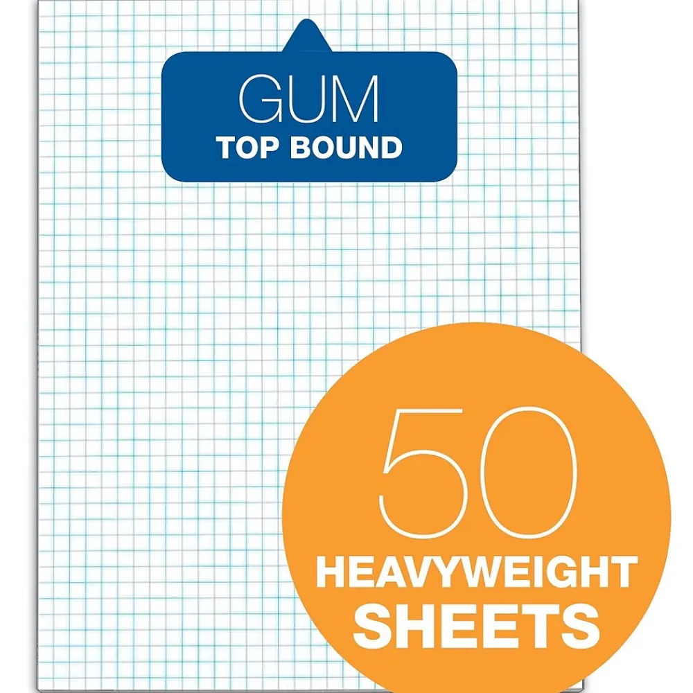 Notepads|TOPS Graph Pad, 8.5" x 11", Graph, White, 50 Sheets/Pad (TOP 33041)