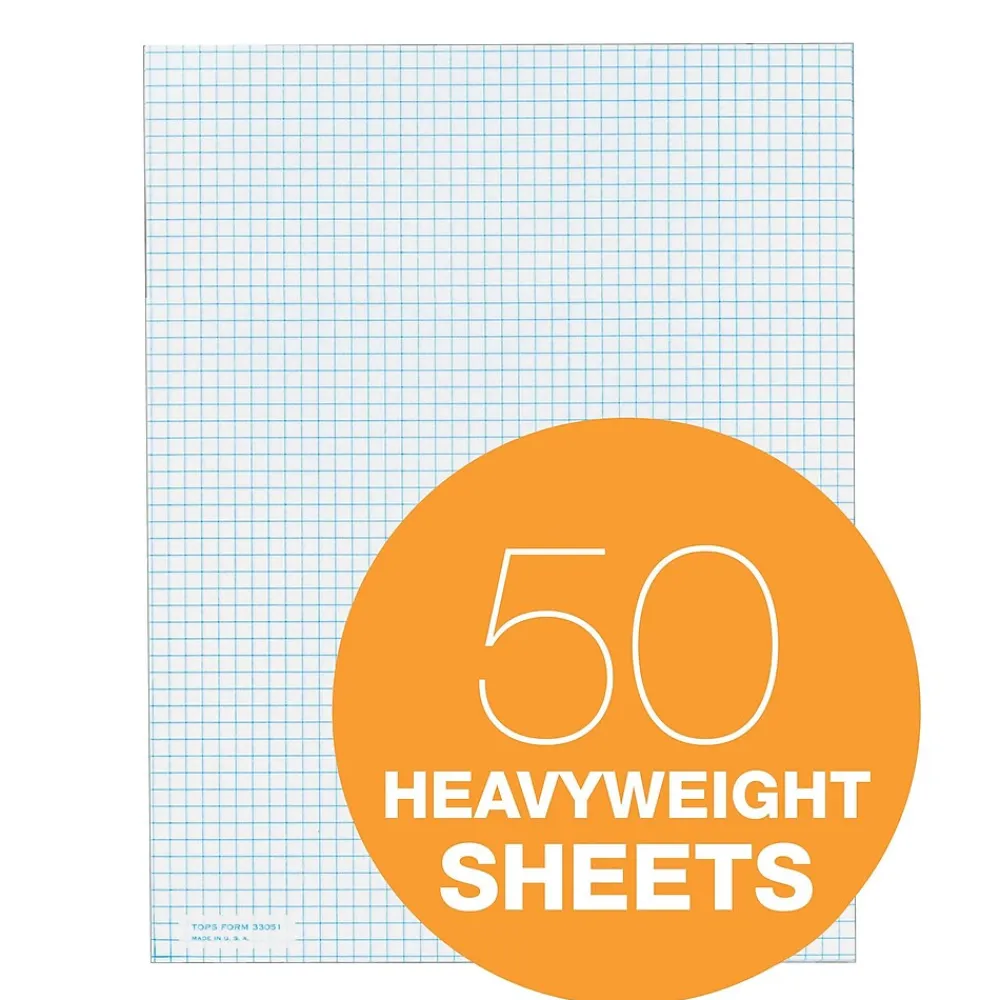 Notepads|TOPS Graph Pad, 8.5" x 11", Quad Ruled, White, 50 Sheets/Pad (33051)